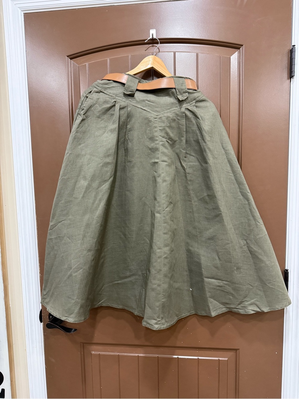 Rafaella Olive Green A-Line Midi Skirt - Picture 2 of 8